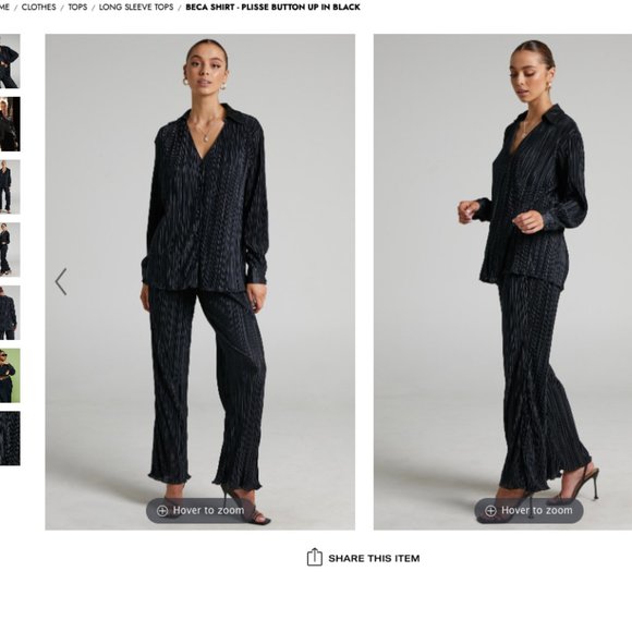 Showpo Beca Shirt - Plisse Button Up Black  - US 12 (XXL) - Picture 6 of 12
